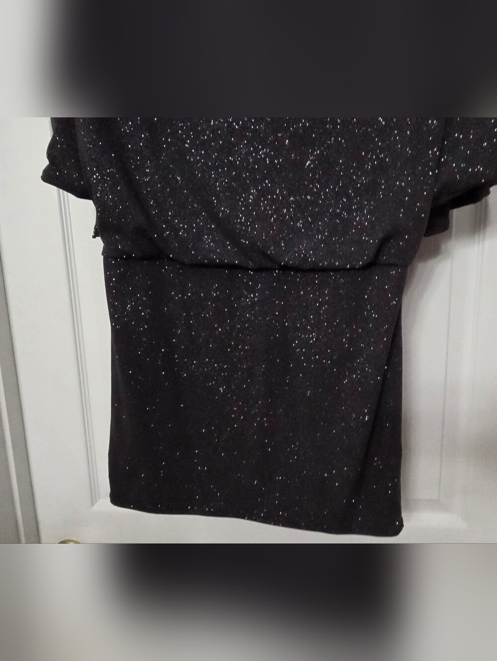 Betsy & Adam Black Sparkle Split-Sleeve Cocktail Dress Size 4 - Picture 12 of 14